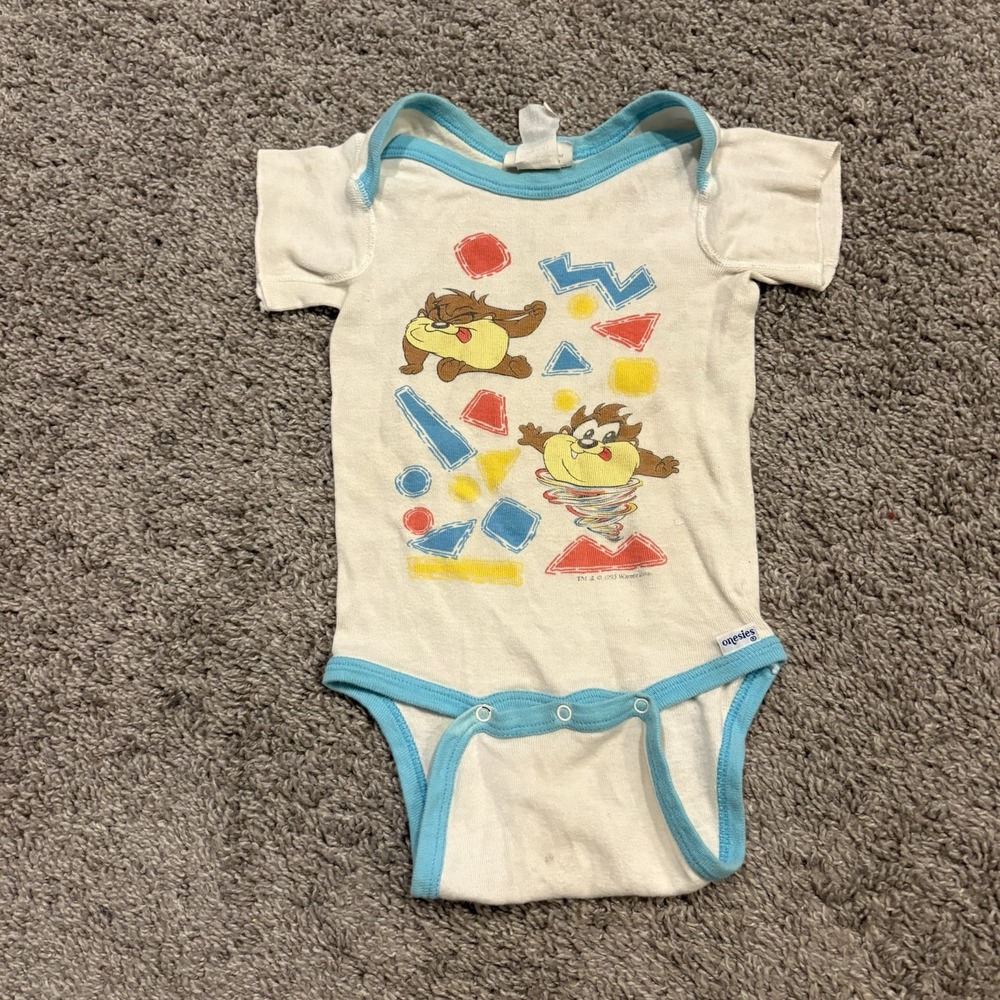 Vintage Looney Tunes Baby Taz One Piece Sleeper Warner Bros Large 27-34 Pounds